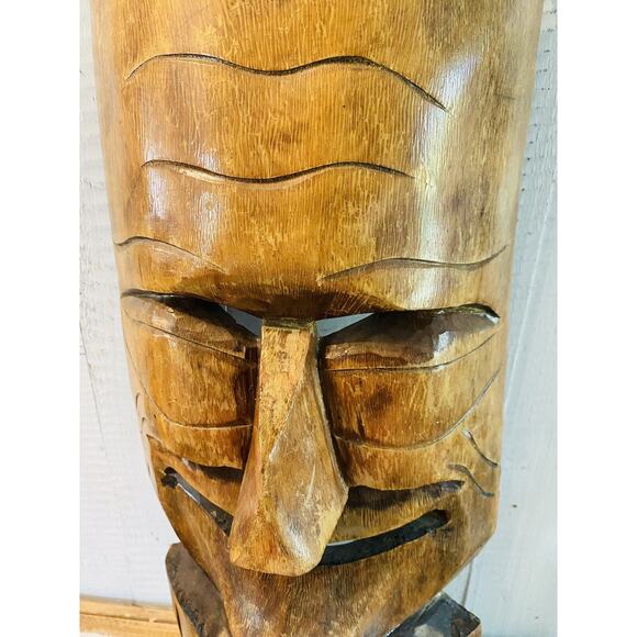 Vintage Hand Carved Wooden Folk Art Face Mask Mexico 18" Tall - Picture 4 of 11